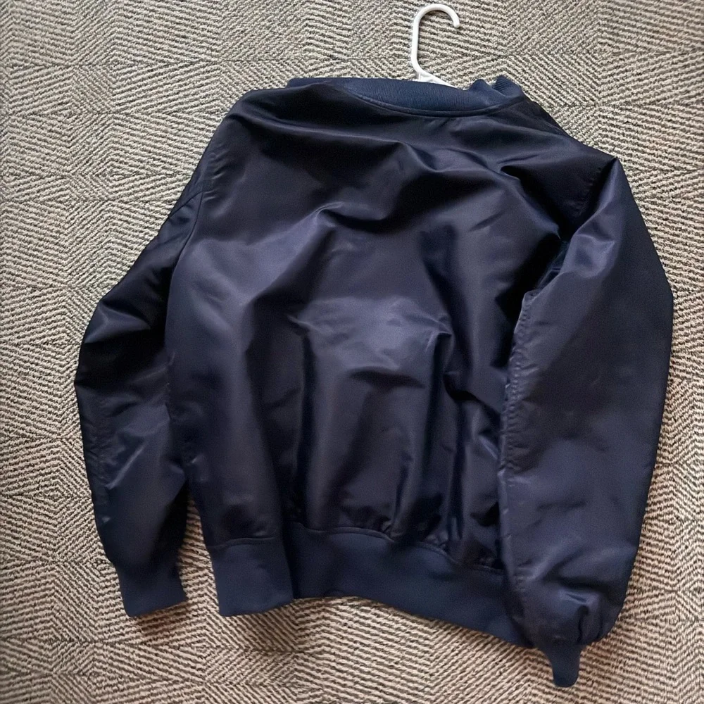 THE GREAT. Navy Bomber Jacket with Orange Lining NWT - Picture 10 of 11